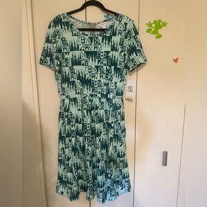 Lularoe Amelia Dress - Teal Disney Castle Print